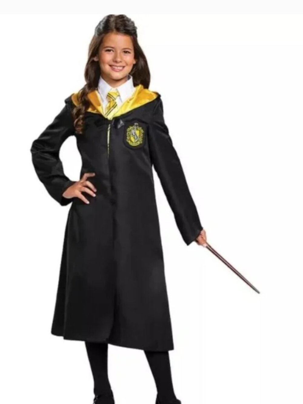 Harry Potter Hogwarts Robe, Hat & Light Up Wand Halloween Costume 7/8 Hooded - Picture 2 of 8